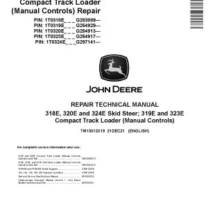 John Deere 319E 323E Compact Track Loaders 318E 320E 324E Skid Steer Loaders Repair Manual TM13012X19 (1)