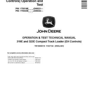 John Deere 319E 323E Compact Track Loaders Operation and Test Manual TM13009X19 (1)