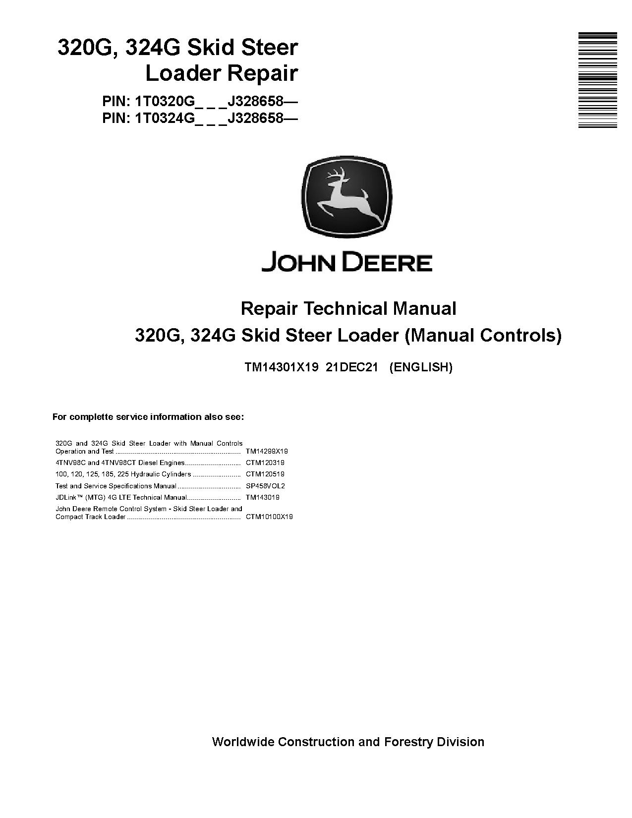 John Deere 320G 324G Skid Steer Loaders Repair Manual TM14301X19 (1)