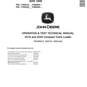 John Deere 331G 333G Compact Track Loaders Operation Test Manual TM14062X19 (1)