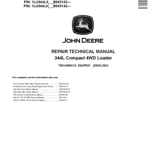 John Deere 344L Compact 4WD Loaders Repair Manual TM14280X19 (1)
