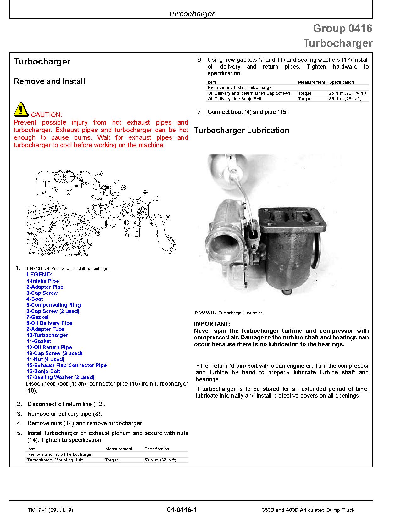 John Deere 350D 400D Articulated Dump Trucks Repair Manual TM1941 (2)
