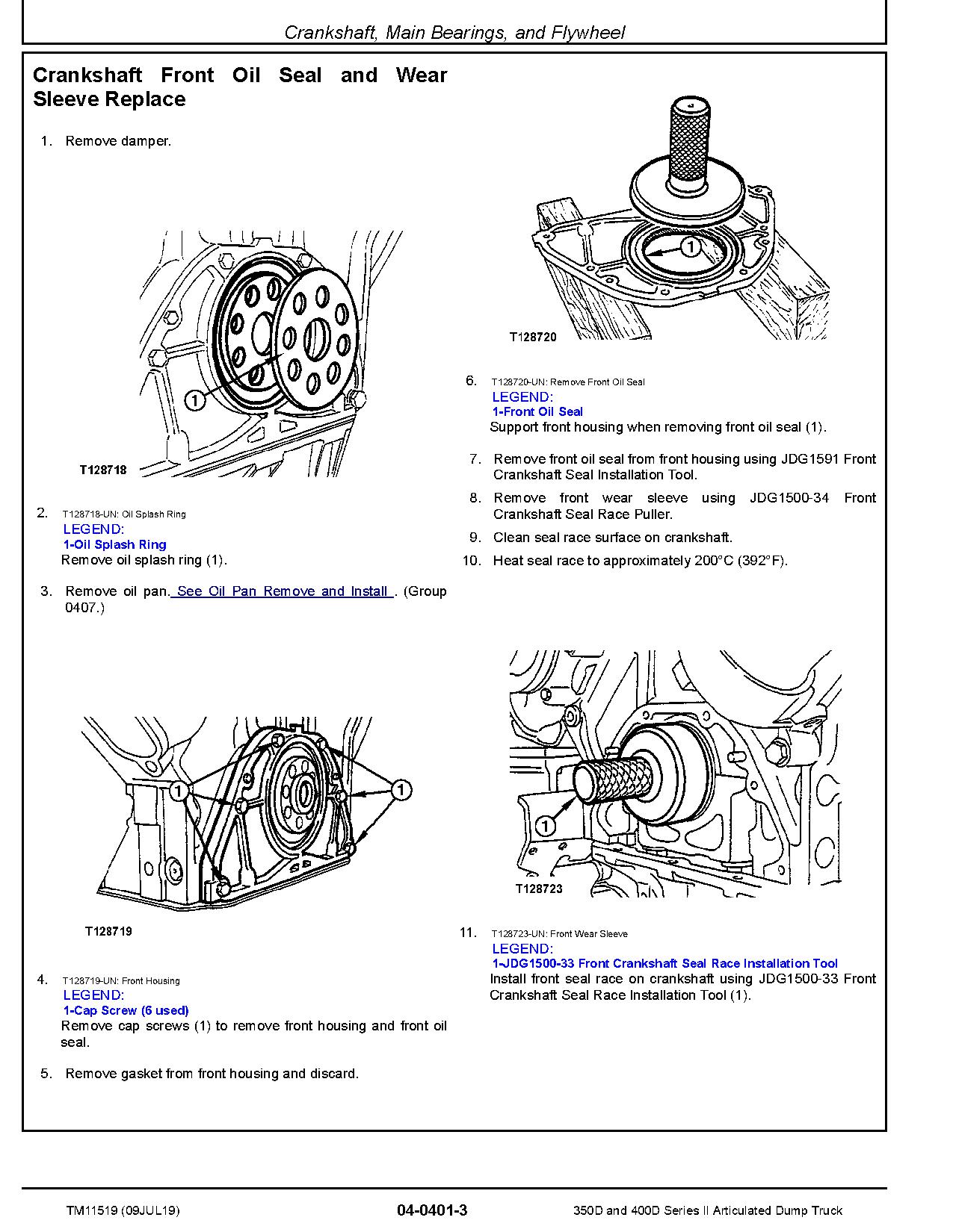 John Deere 350D 400D Series II Articulated Dump Trucks Repair Manual TM11519 (2)
