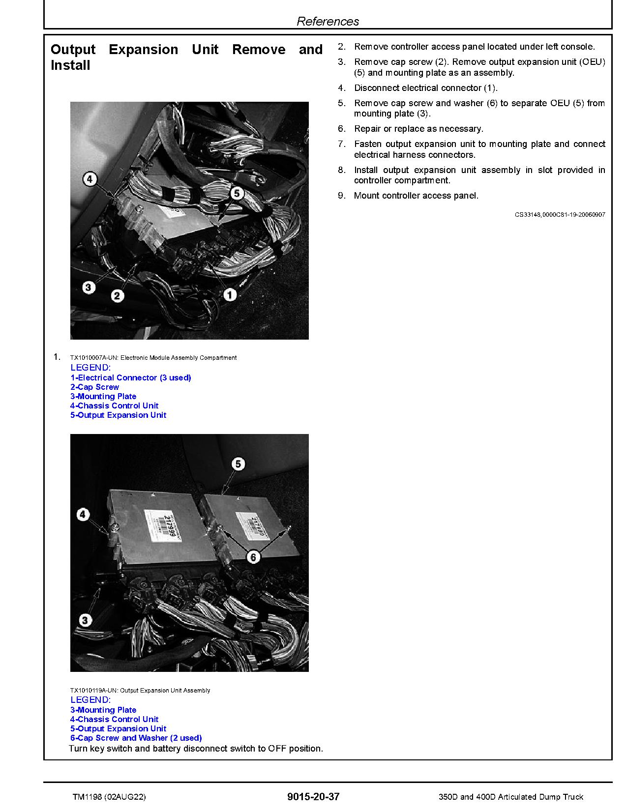 John Deere 350D 400D Tier 3 Articulated Dump Trucks Operation Test Manual TM1198 (3)