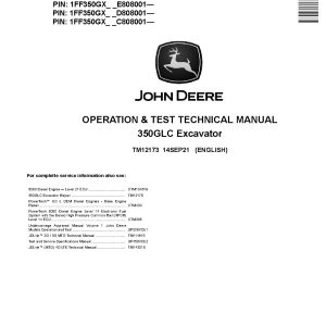 John Deere 350GLC Crawler Excavators Operation Test Manual TM12173 (1)