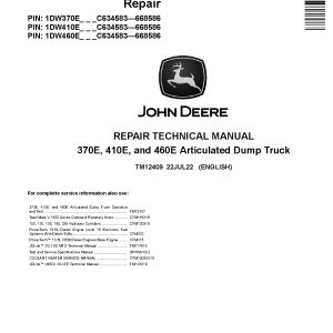 John Deere 370E 410E 460E Articulated Dump Trucks Repair Manual TM12409 (1)