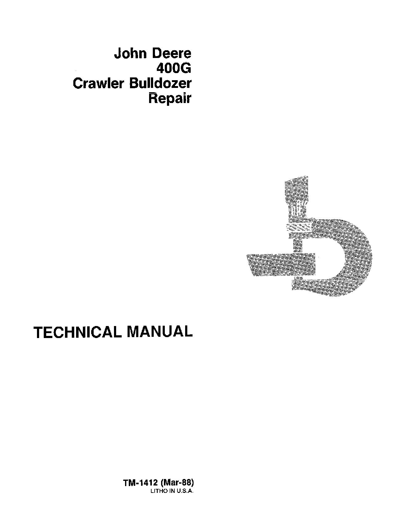 John Deere 400G Crawler Dozers Repair Manual TM1412 (1)