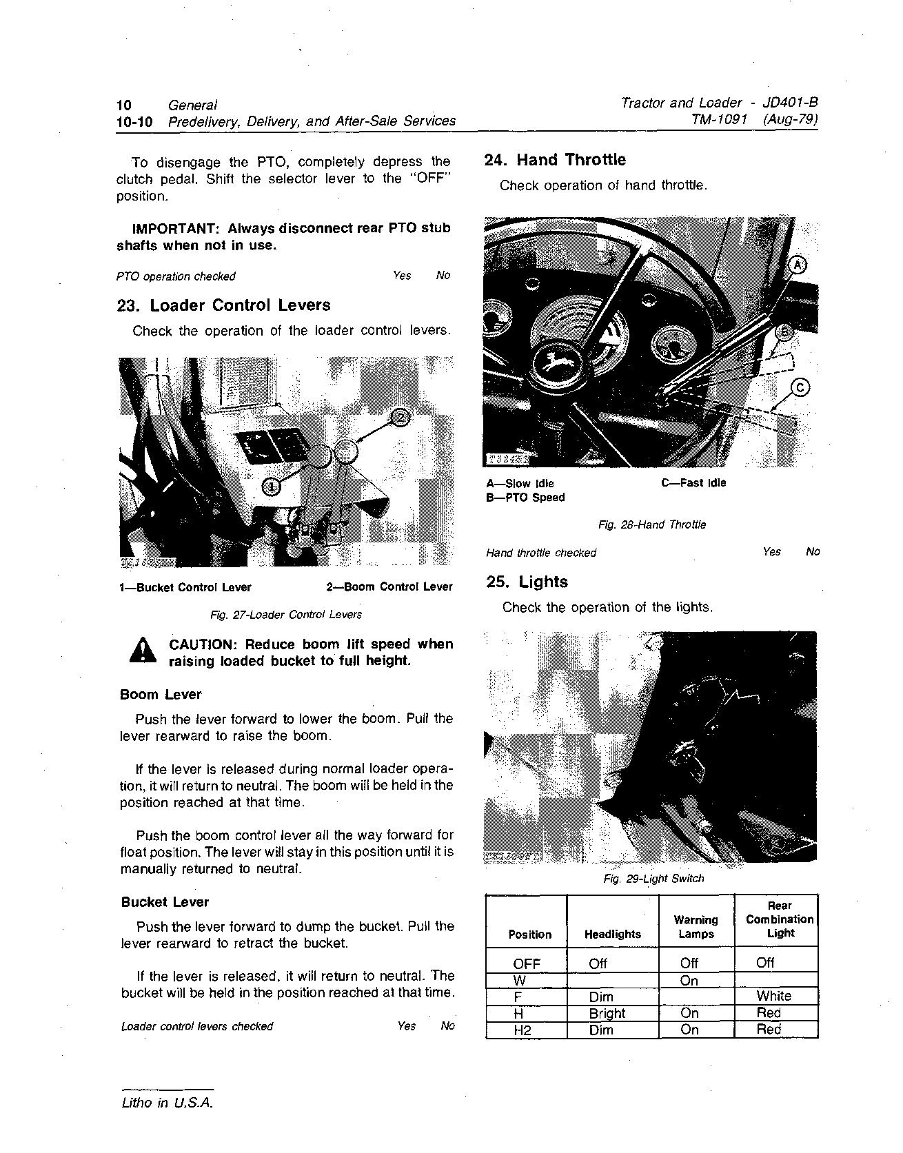 John Deere 401B JD401B Tractor Loaders Technical Manual TM1091 (2)
