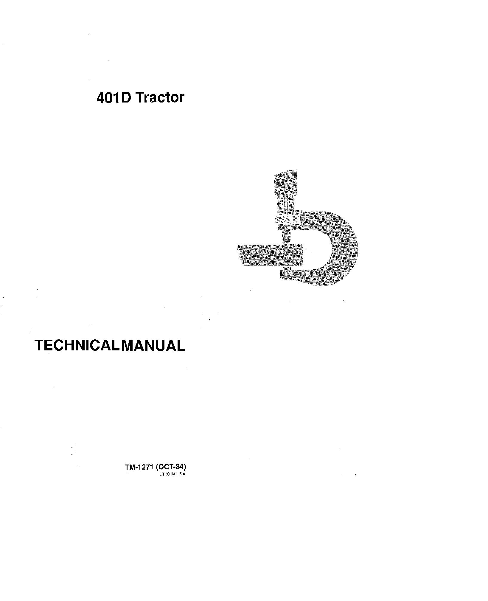 John Deere 401D Tractor Loaders Technical Manual TM1271 (1)