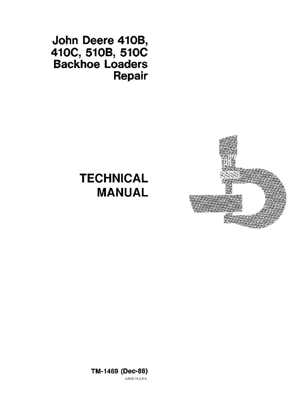 John Deere 410B 410C 510B 510C Backhoe Loaders Repair Manual TM1469 (1)