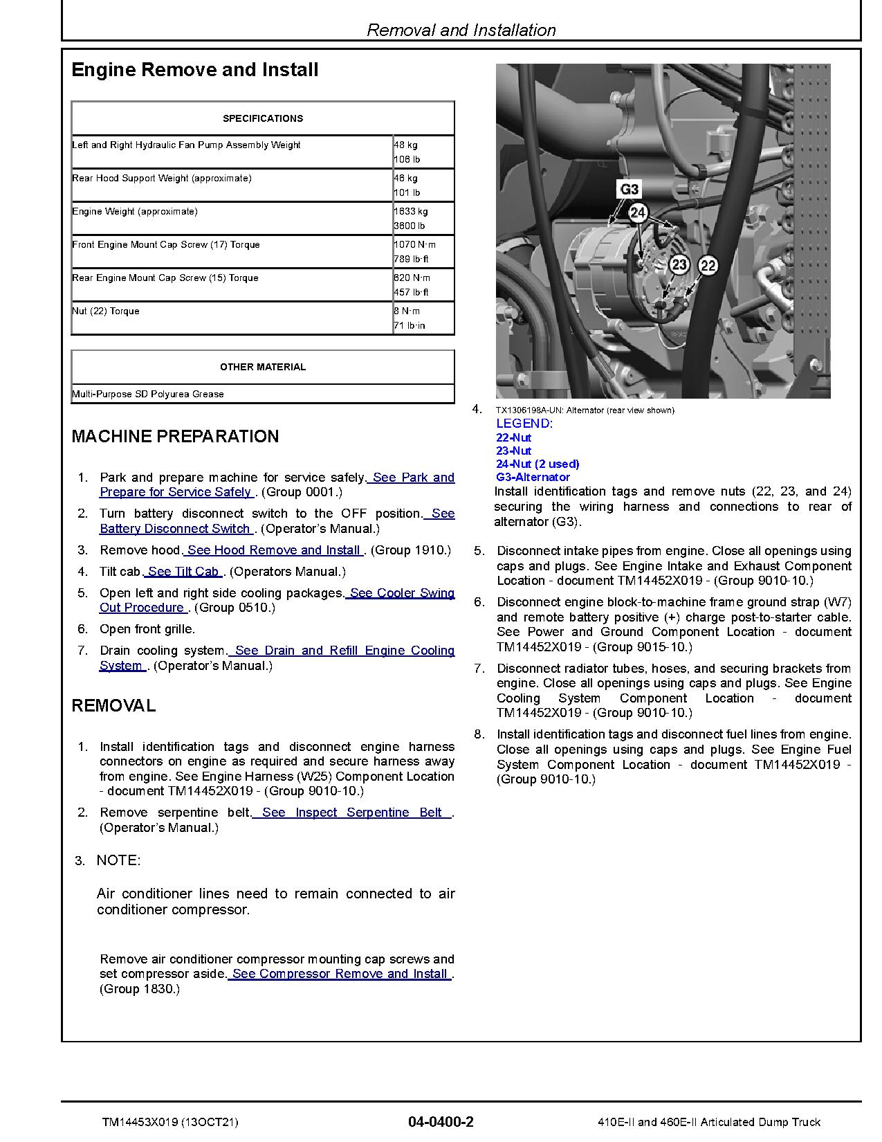 John Deere 410E 460E Series II Articulated Dump Trucks Repair Manual TM14453X019 (3)