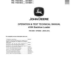 John Deere 410K Backhoe Loaders Operation Test Manual TM12499 (1)