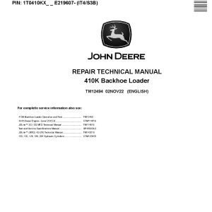John Deere 410K Backhoe Loaders Repair Manual TM12494 (1)