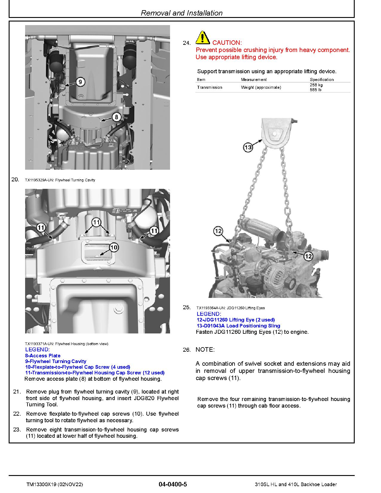 John Deere 410L Backhoe Loaders 310SL HL Side Shift Backhoe Loaders Repair Manual TM13300X19 (2)