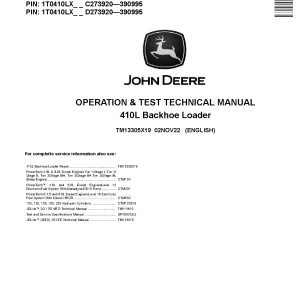 John Deere 410L Backhoe Loaders Operation Test Manual TM13305X19 (1)