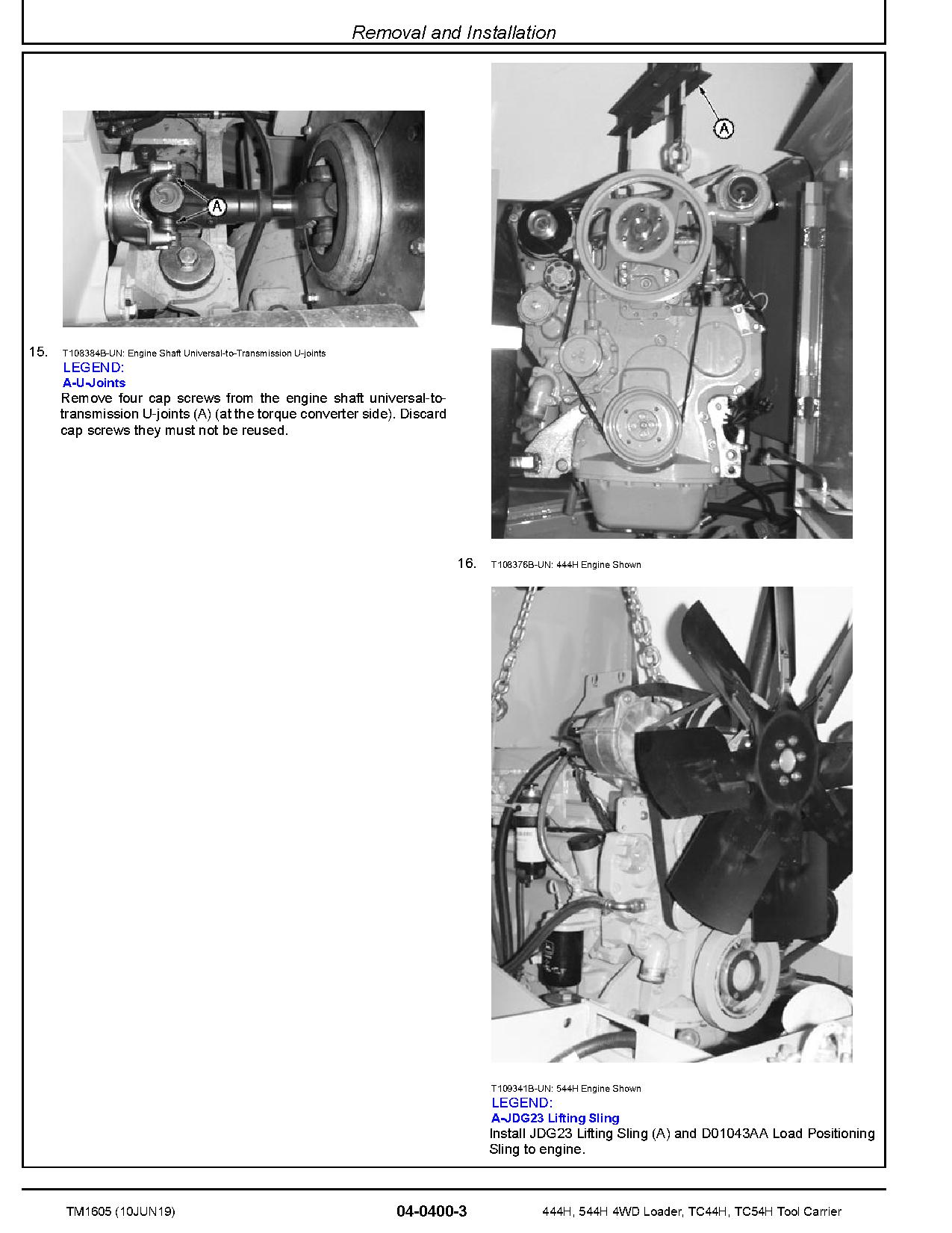John Deere 444H 544H 4WD Loaders TC44H TC54H Tool Cariers Repair Manual TM1605 (2)