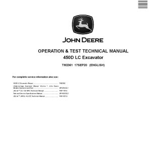 John Deere 450D LC Crawler Excavators Operation Test Manual TM2361 (1)