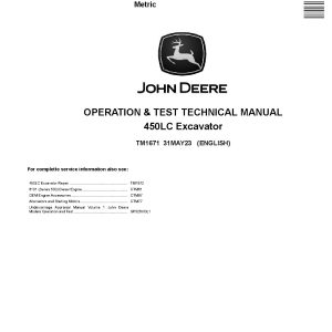 John Deere 450LC Crawler Excavators Operation Test Manual TM1671 (1)