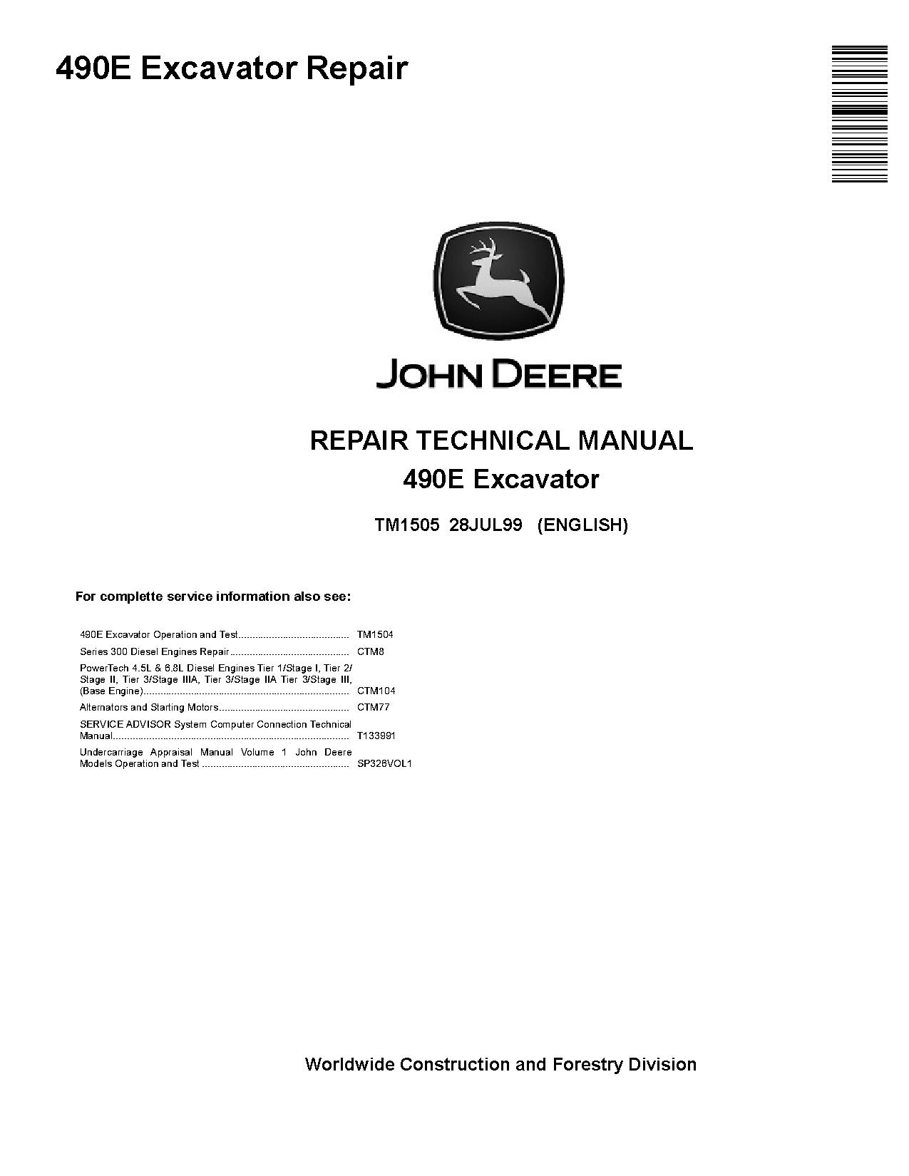 John Deere 490E Crawler Excavators Repair Manual TM1505 (1)