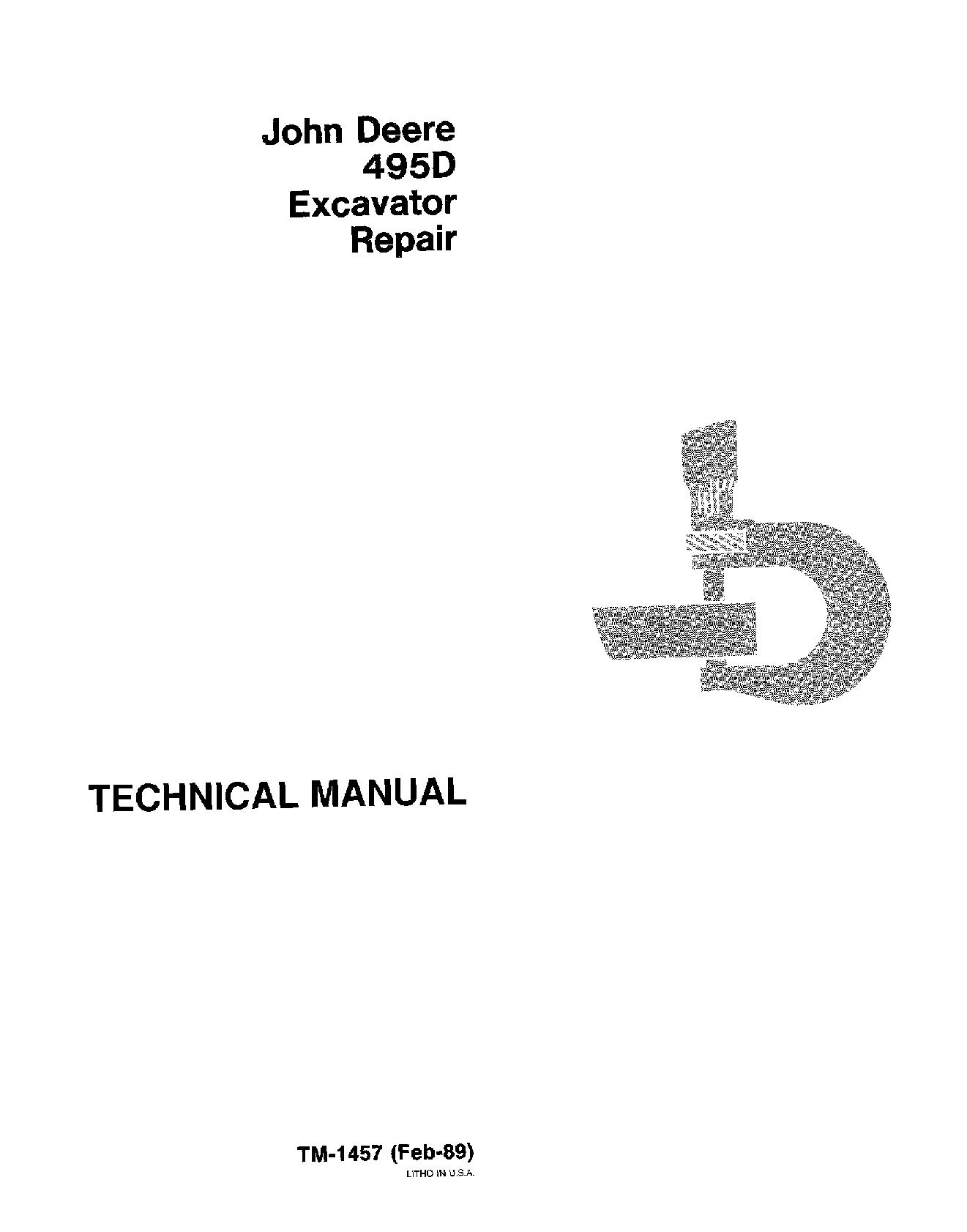 John Deere 495D Wheeled Excavators Repair Manual TM1457 (1)
