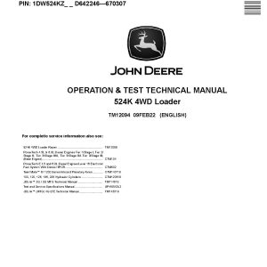 John Deere 524K 4WD Loaders Operation Test Manual TM12094 (1)