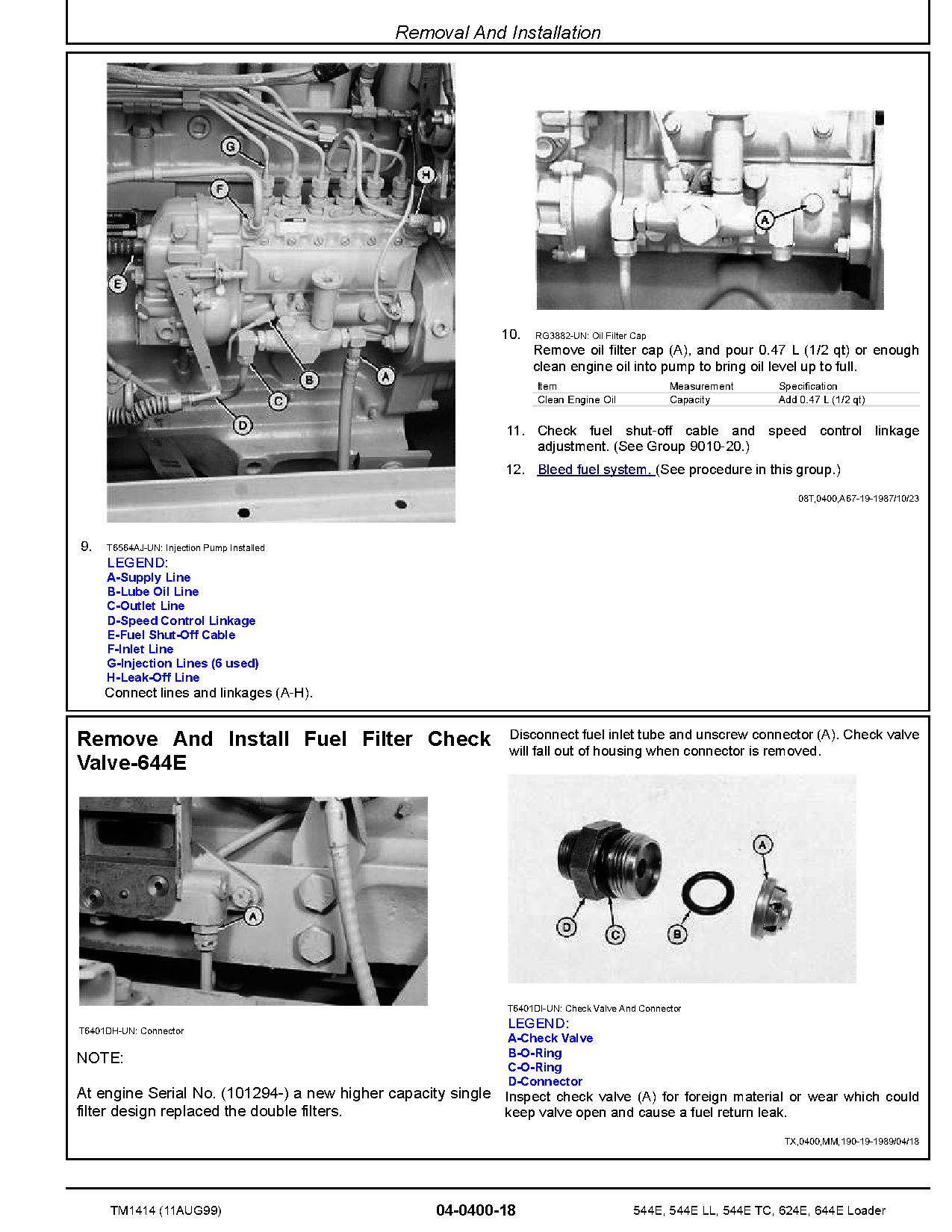 John Deere 544E 624E 644E 4WD Loaders 544E LL Log Loaders 544E TC Tool Cariers Repair Manual TM1414 (3)