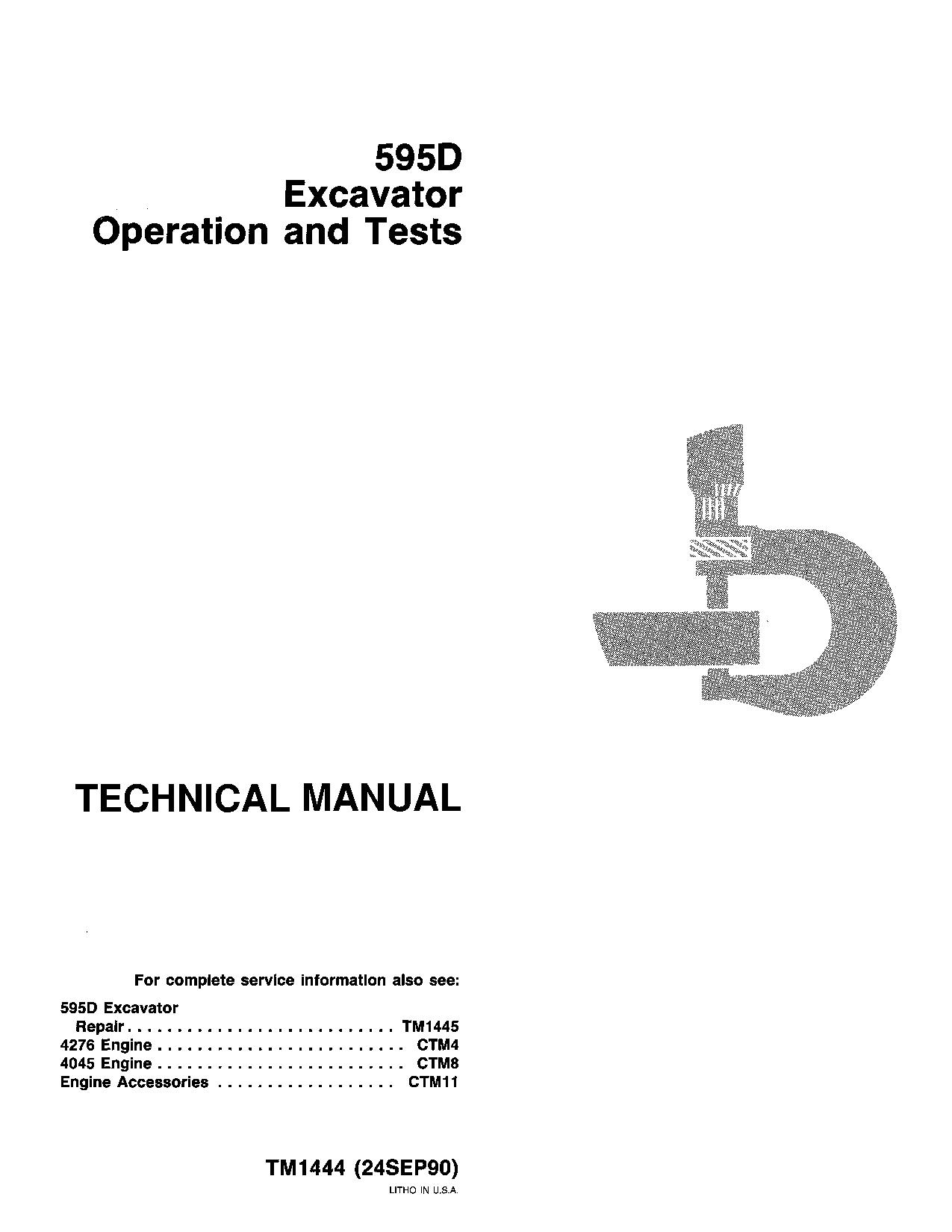 John Deere 595D Wheeled Excavators Operation Test Manual TM1444 (1)