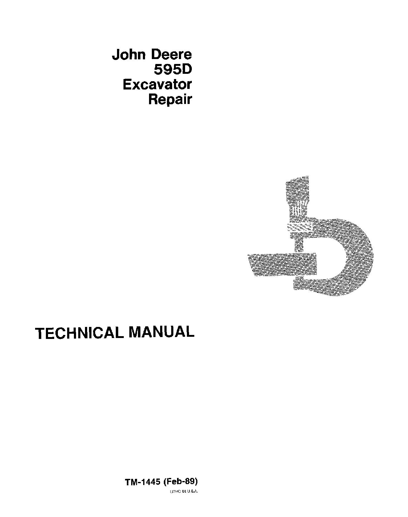 John Deere 595D Wheeled Excavators Repair Manual TM1445 (1)