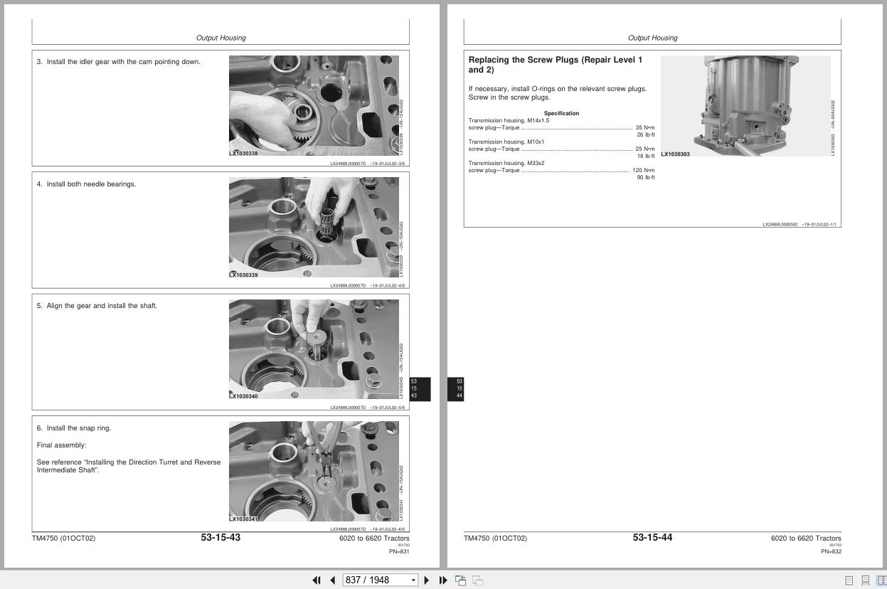 John Deere 6020 to 6920S and SE Tractor Repair Technical Manual TM4750 2