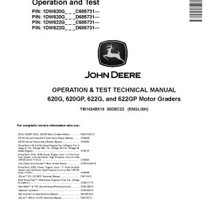 John Deere 620G 620GP 622G 622GP Motor Graders Operation Test Manual TM14248X19 (1)