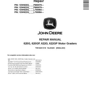 John Deere 620G 620GP 622G 622GP Motor Graders Repair Manual TM14241X19 (1)