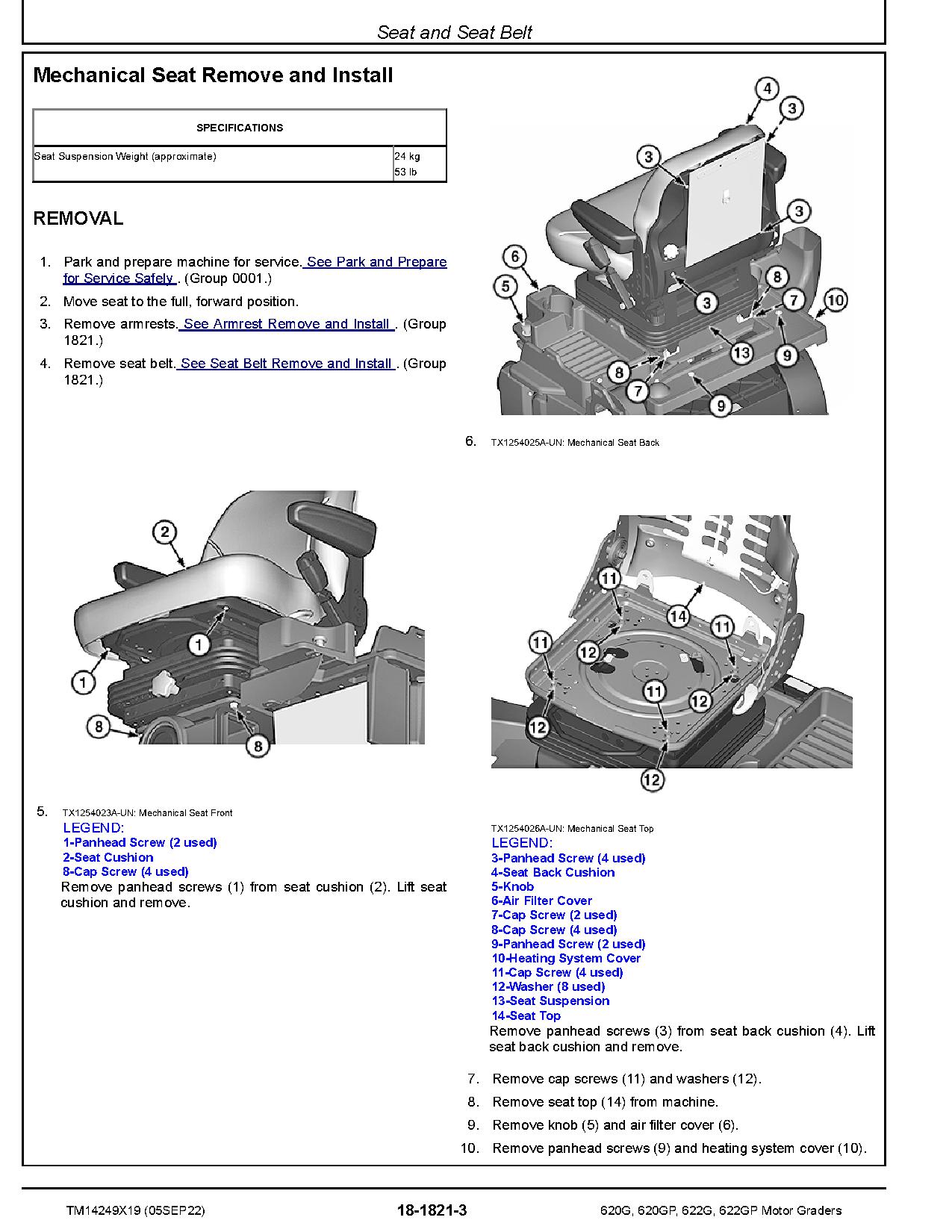 John Deere 620G 620GP 622G 622GP Motor Graders Repair Manual TM14249X19 (3)