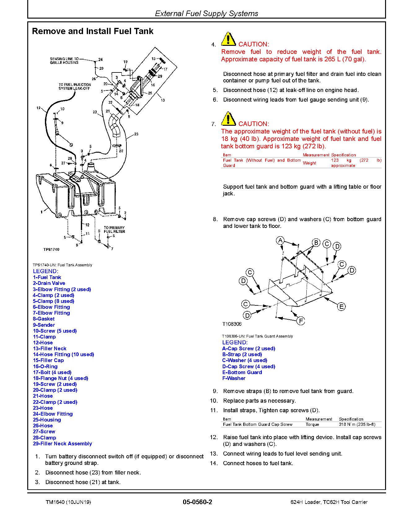 John Deere 624H 4WD Loaders TC62H Tool Cariers Repair Manual TM1640 (3)