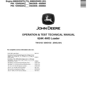 John Deere 624K 4WD Loaders Operation Test Manual TM12102 (1)