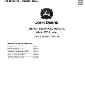 John Deere 624K 4WD Loaders Repair Manual TM12103 (1)