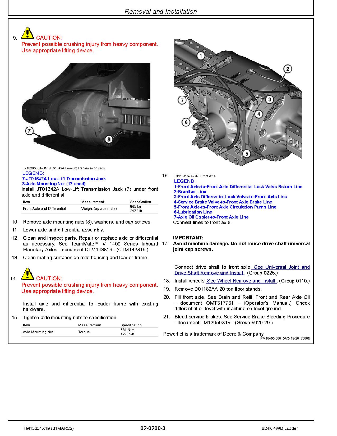 John Deere 624K 4WD Loaders Repair Manual TM13051X19 (2)