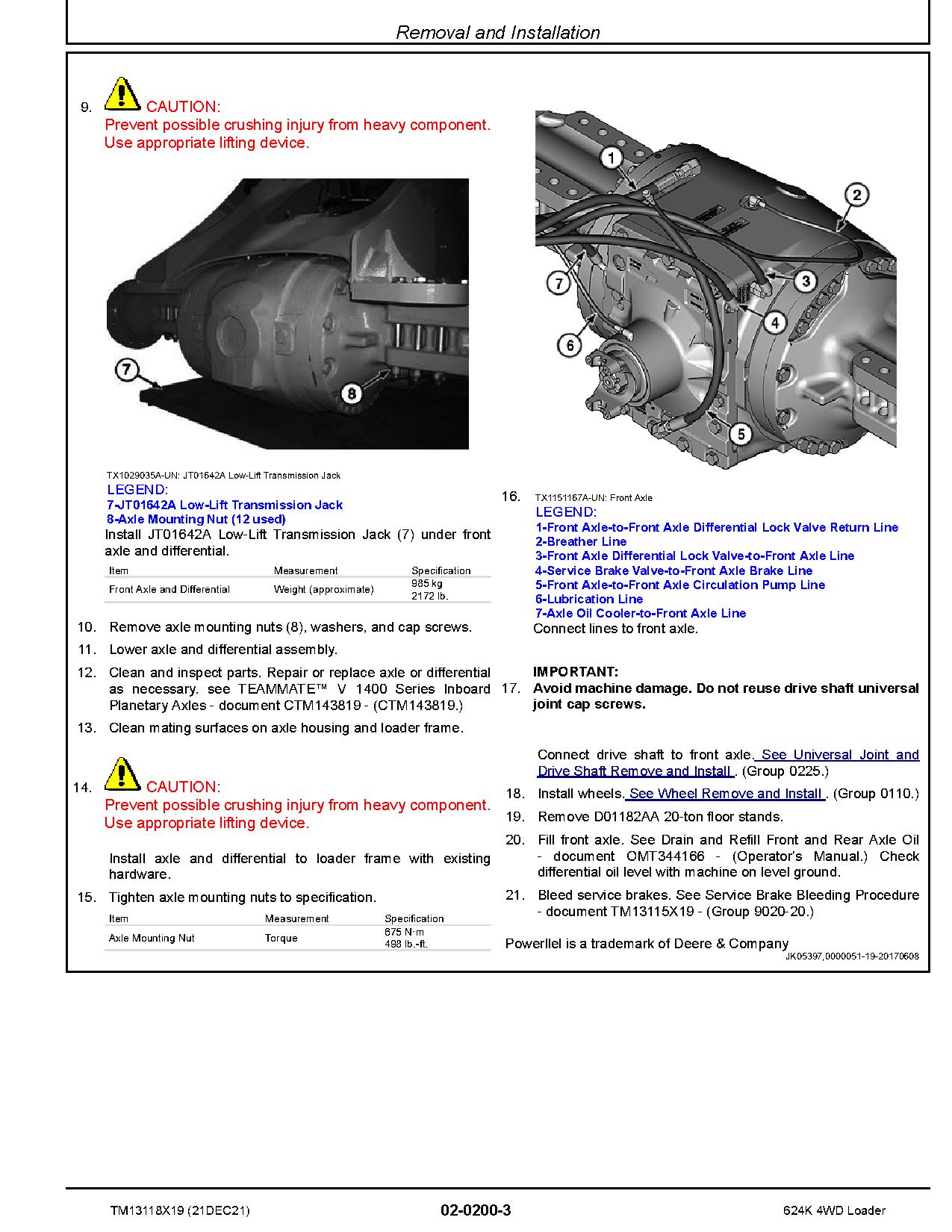John Deere 624K 4WD Loaders Repair Manual TM13118X19 (2)