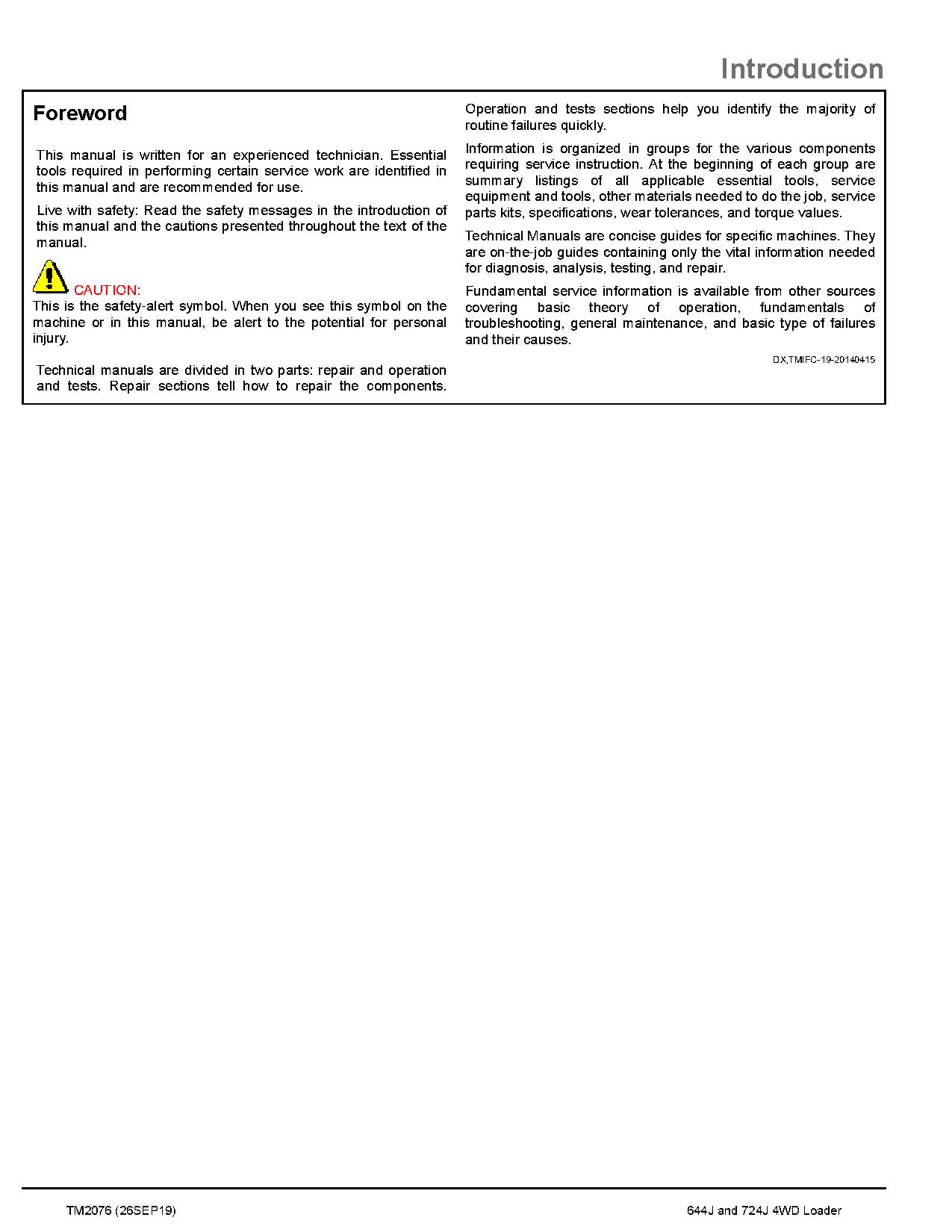 John Deere 644J 724J 4WD Loaders Repair Manual TM2076 (2)