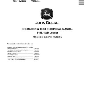 John Deere 644L 4WD Wheel Loaders Operation Test Manual TM14410X19 (1)