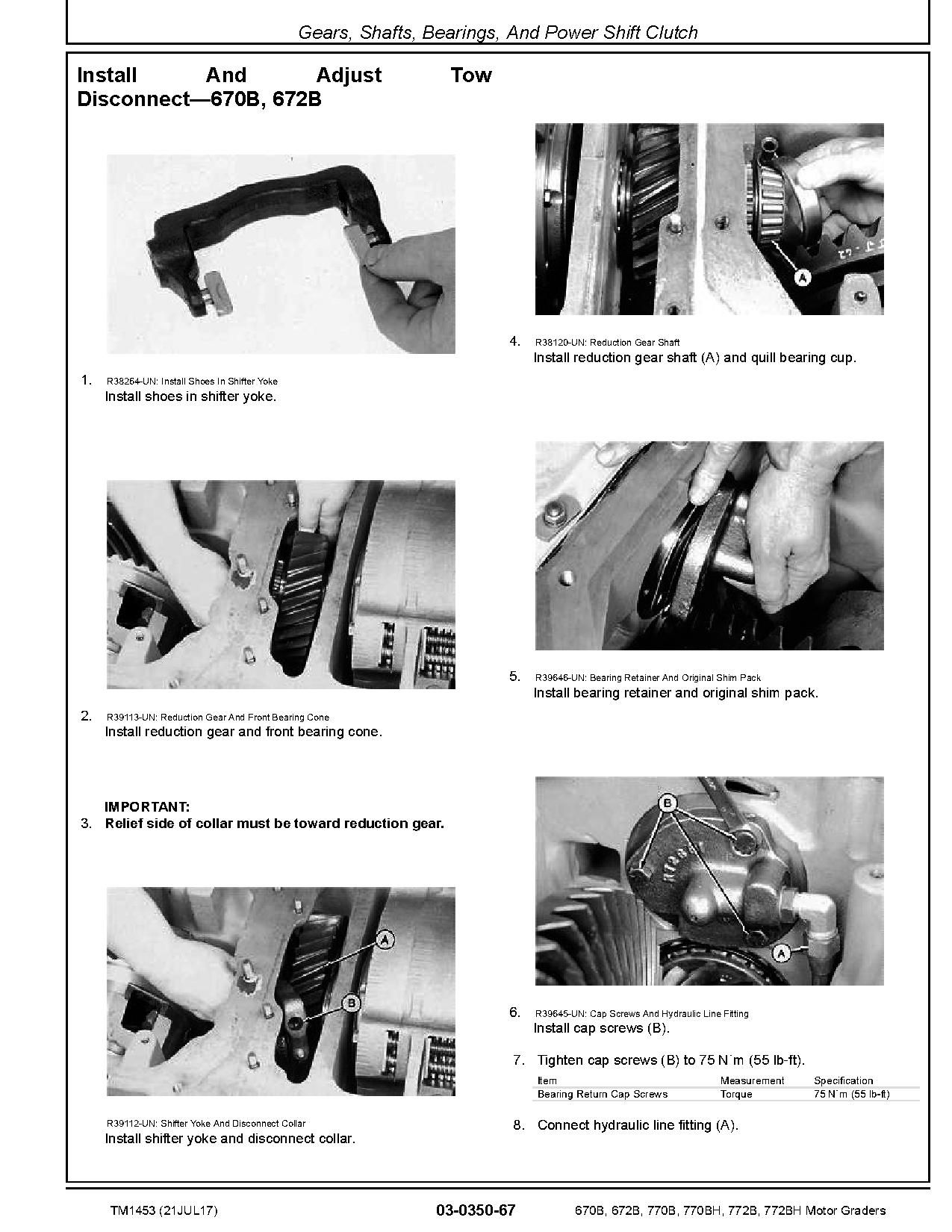 John Deere 670B 672B 770B 770BH 772B 772BH Motor Graders Repair Manual TM1453 (3)