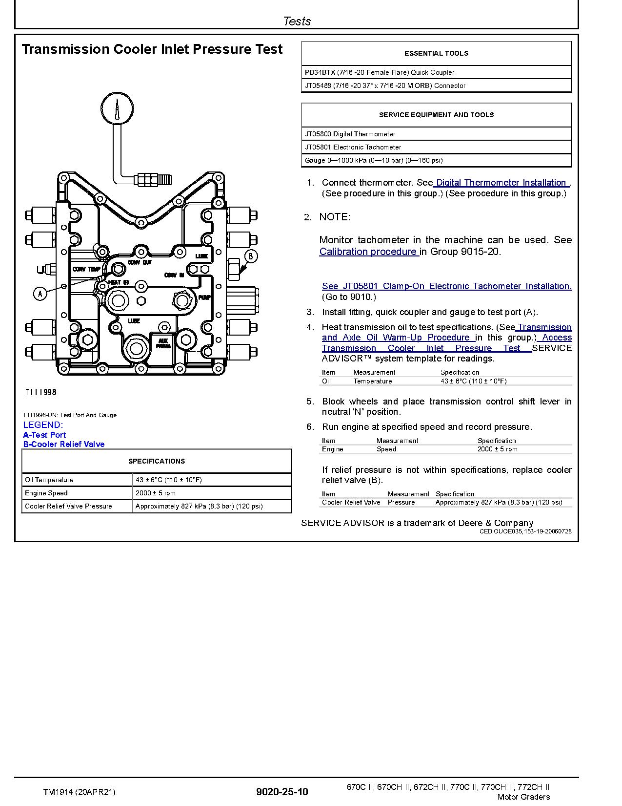 John Deere 670C 670CH 672CH 770C 770CH 772CH Motor Graders Operation Test Manual TM1914 (4)