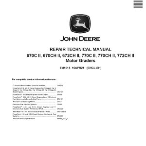 John Deere 670C 670CH 672CH 770C 770CH 772CH Motor Graders Repair Manual TM1915 (1)