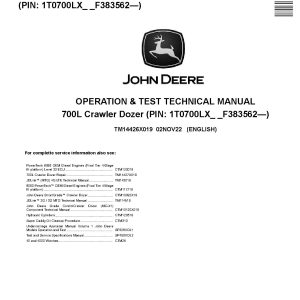 John Deere 700L Crawler Dozers Operation Test Manual TM14426X019 (1)