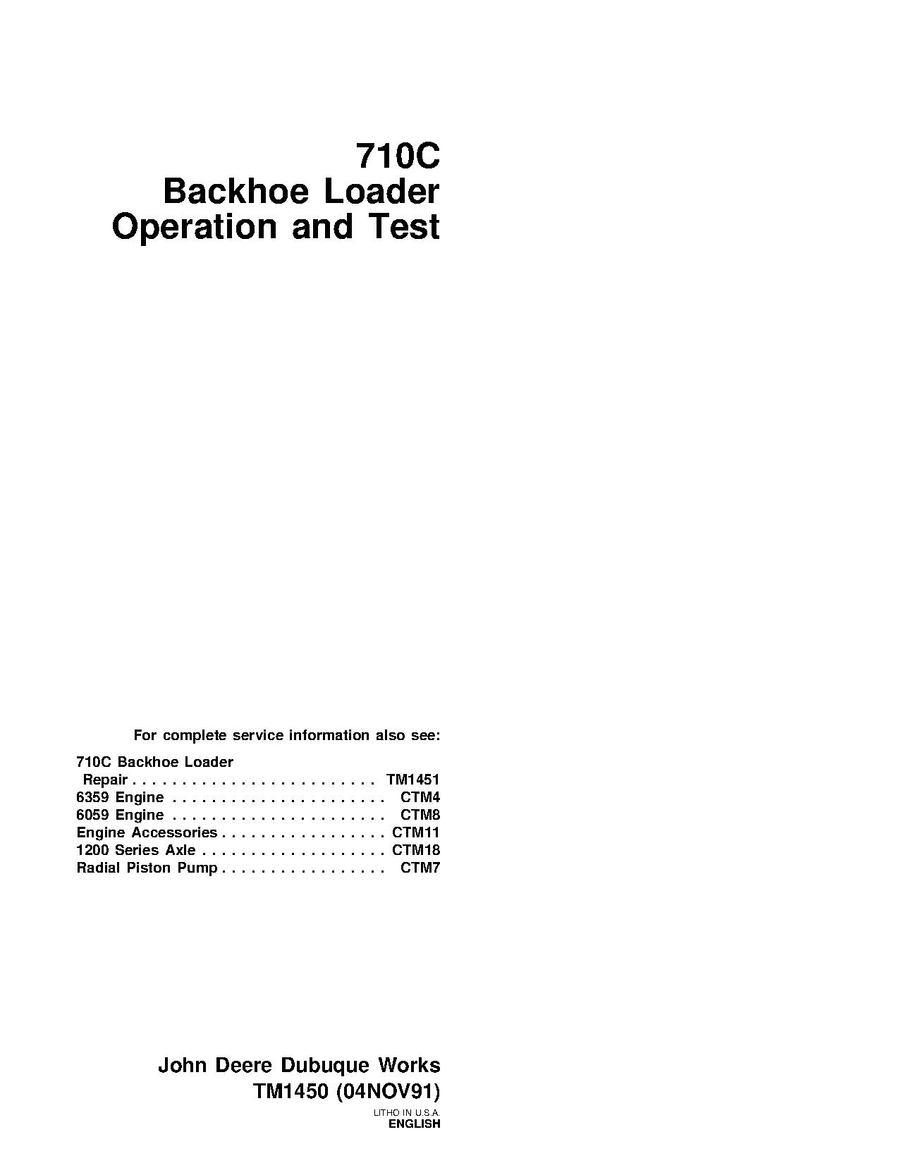 John Deere 710C Backhoe Loaders Operation Test Manual TM1450 (1)