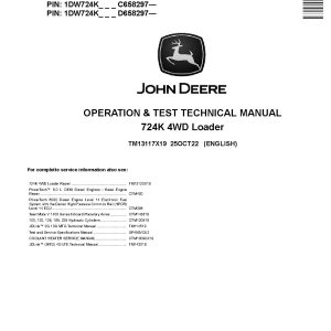 John Deere 724K 4WD Loaders Operation Test Manual TM13117X19 (1)