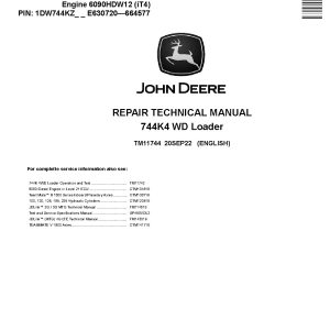 John Deere 744K 4WD Loaders Repair Manual TM11744 (1)