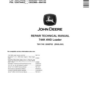 John Deere 744K 4WD Loaders Repair Manual TM11745 (1)