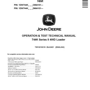 John Deere 744K II 4WD Wheel Loaders Operation Test Manual TM13219X19 (1)