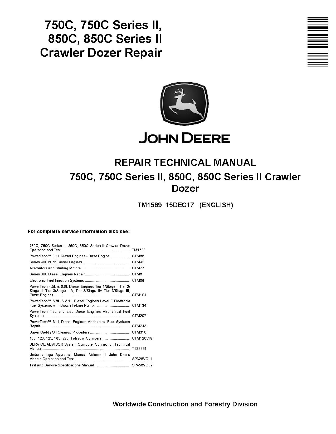 John Deere 750C 850C 750C 850C Crawler Dozers Repair Manual TM1589 (1)