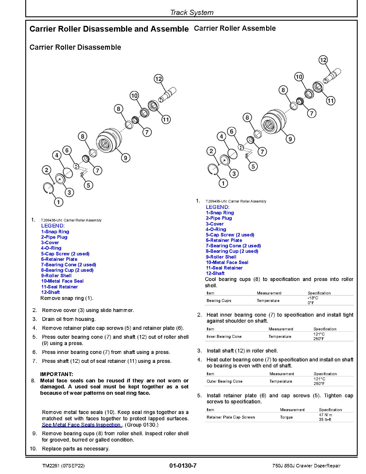 John Deere 750J 850J Crawler Dozers Repair Manual TM2261 (2)